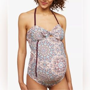 Jessica Simpson Printed Tankini Maternity Swimsuit